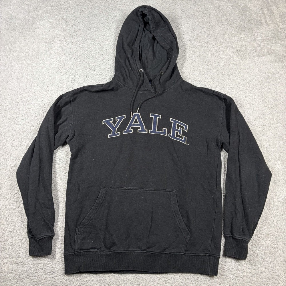 Yale University Hoodie Mens XS Black Embroidered College Spell Out Ivy League